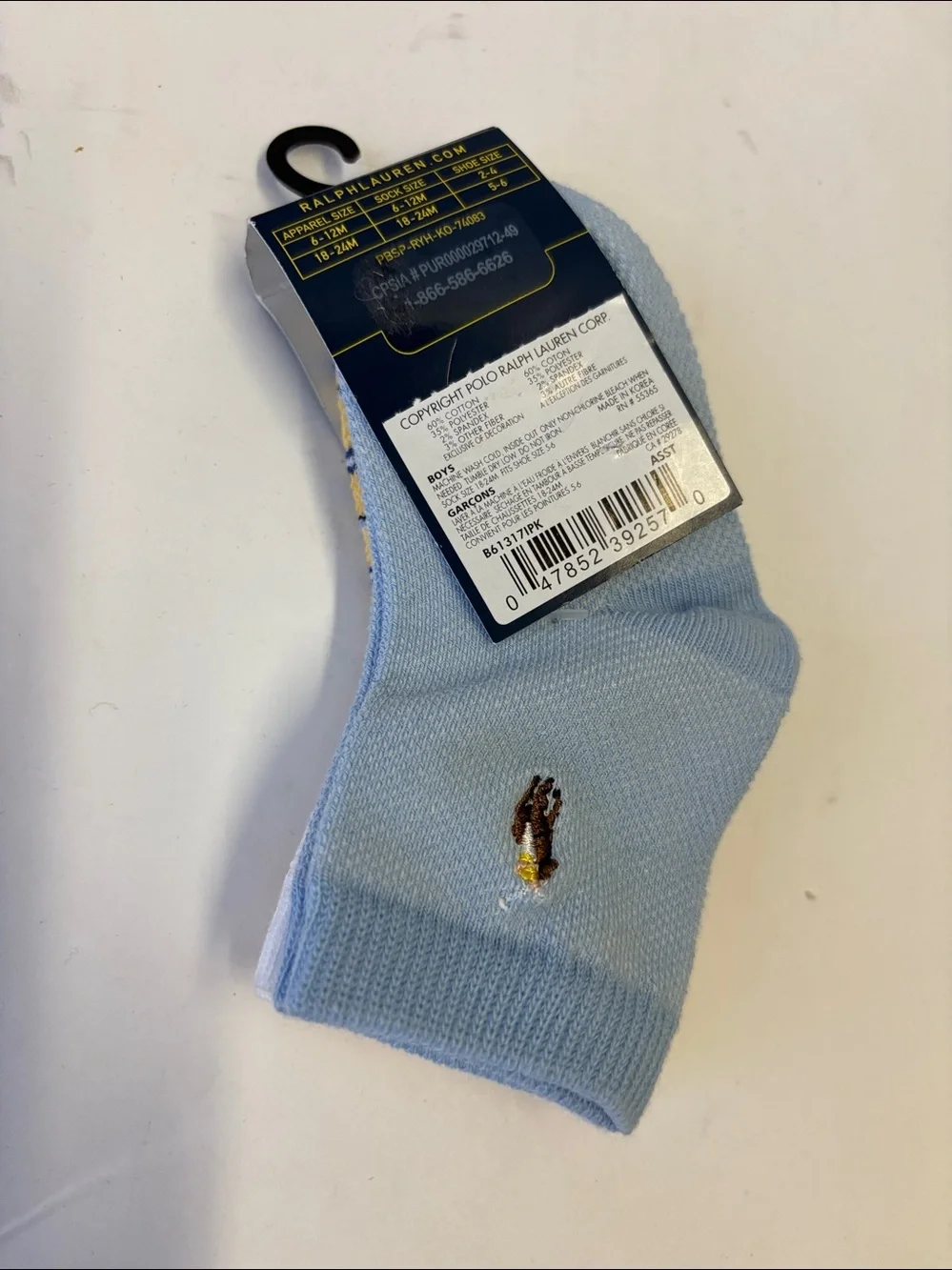 Polo Ralph Lauren Baby Boys Oxford Stripe Crew Socks, 3-Pack